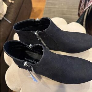 American Eagle Outfitters Black Suede Side-Zip Ankle Boots